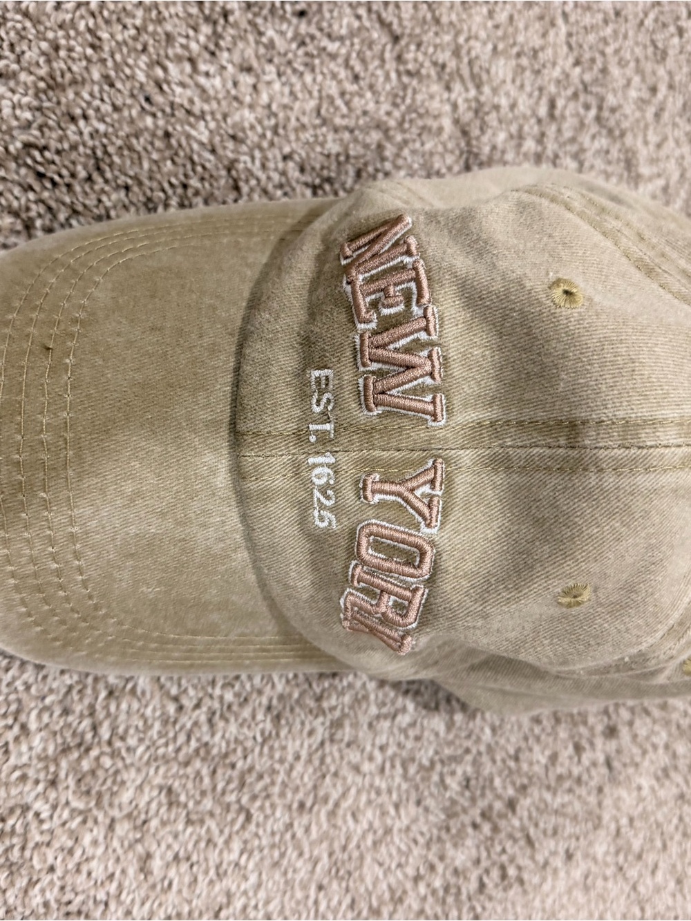 New York Embroidered Baseball Cap - Olive